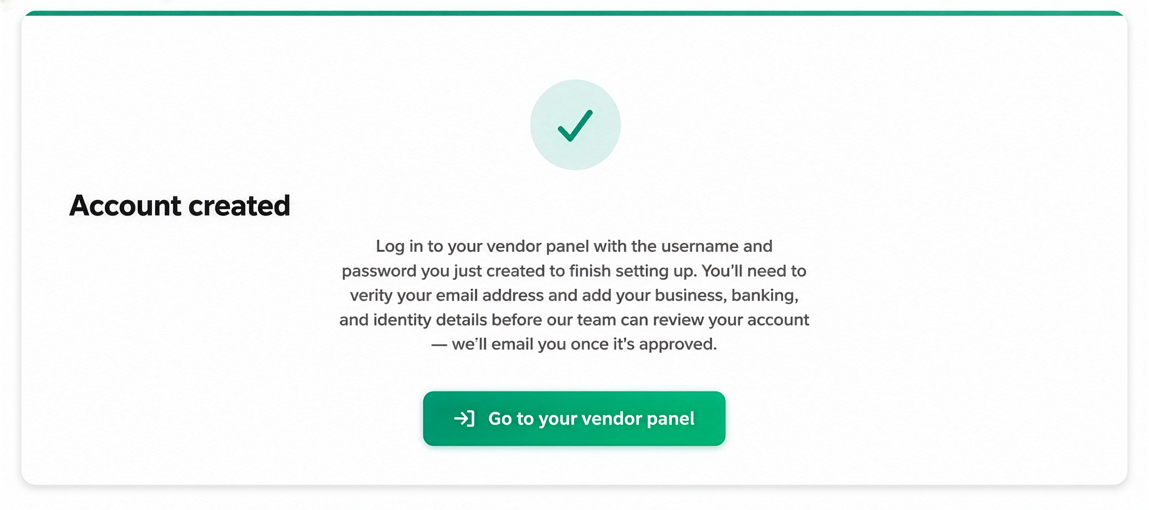 Step 2 Account Created