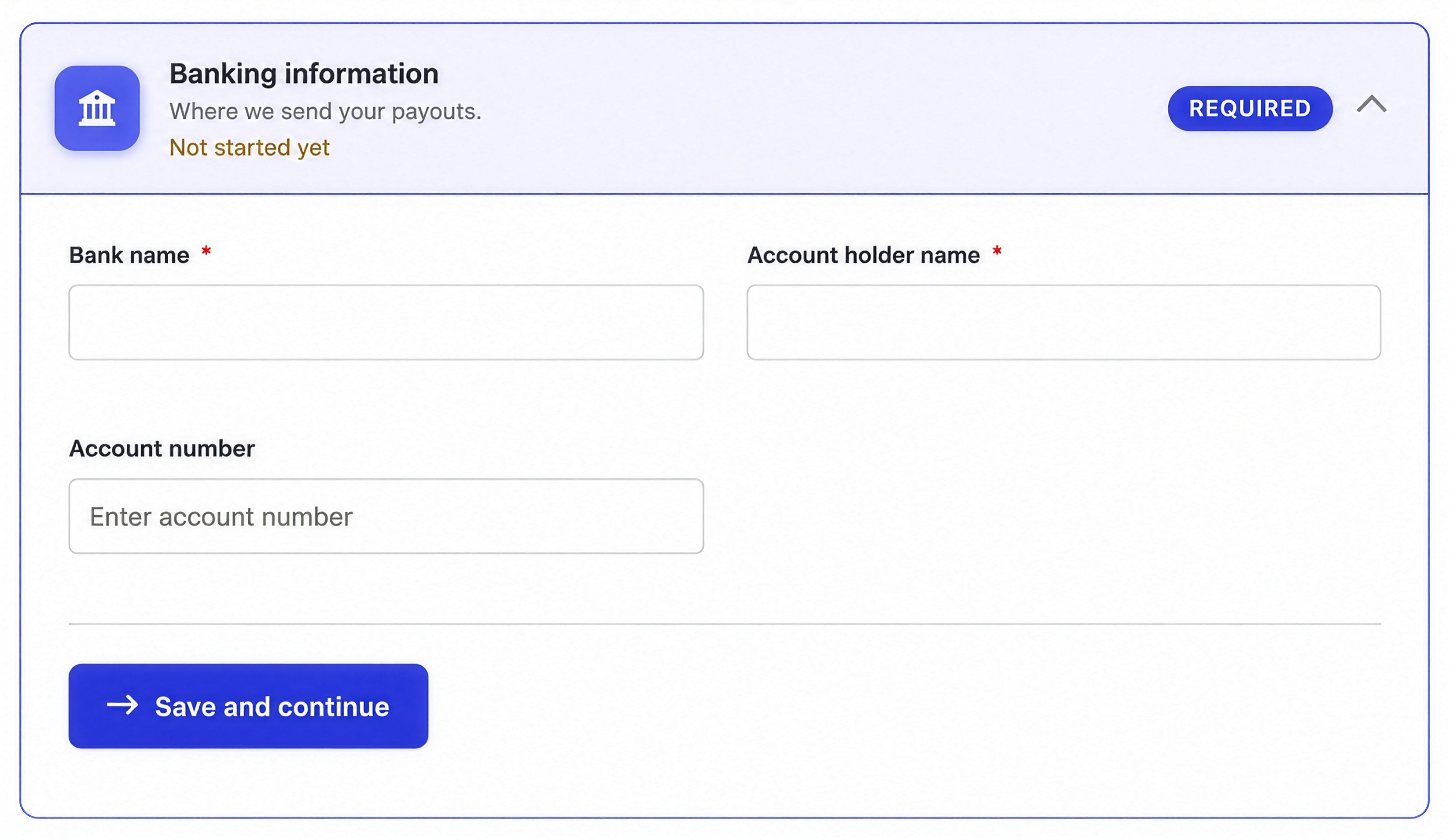 Step 6 Add Banking Information