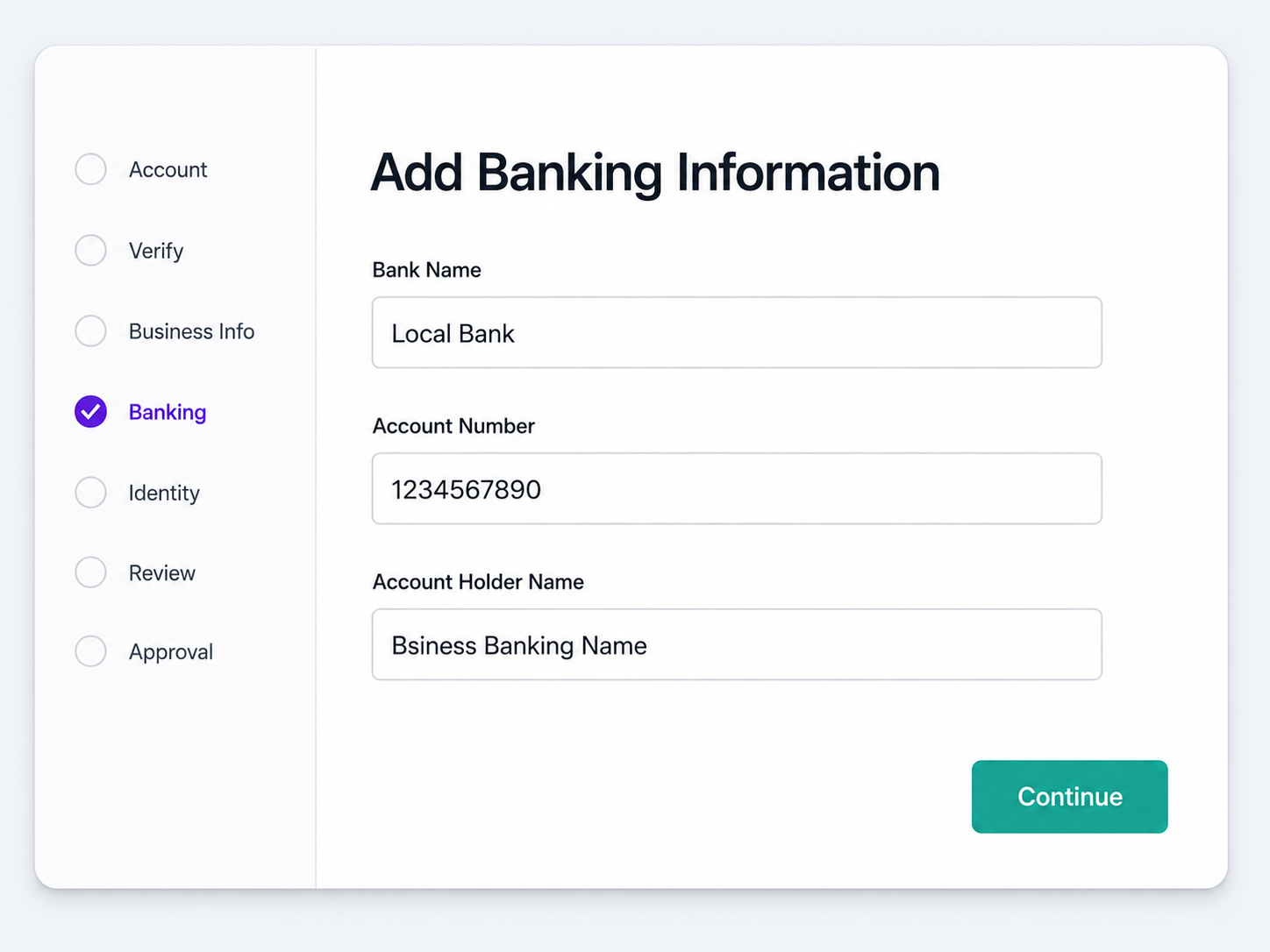 Step 4 Add Banking Information