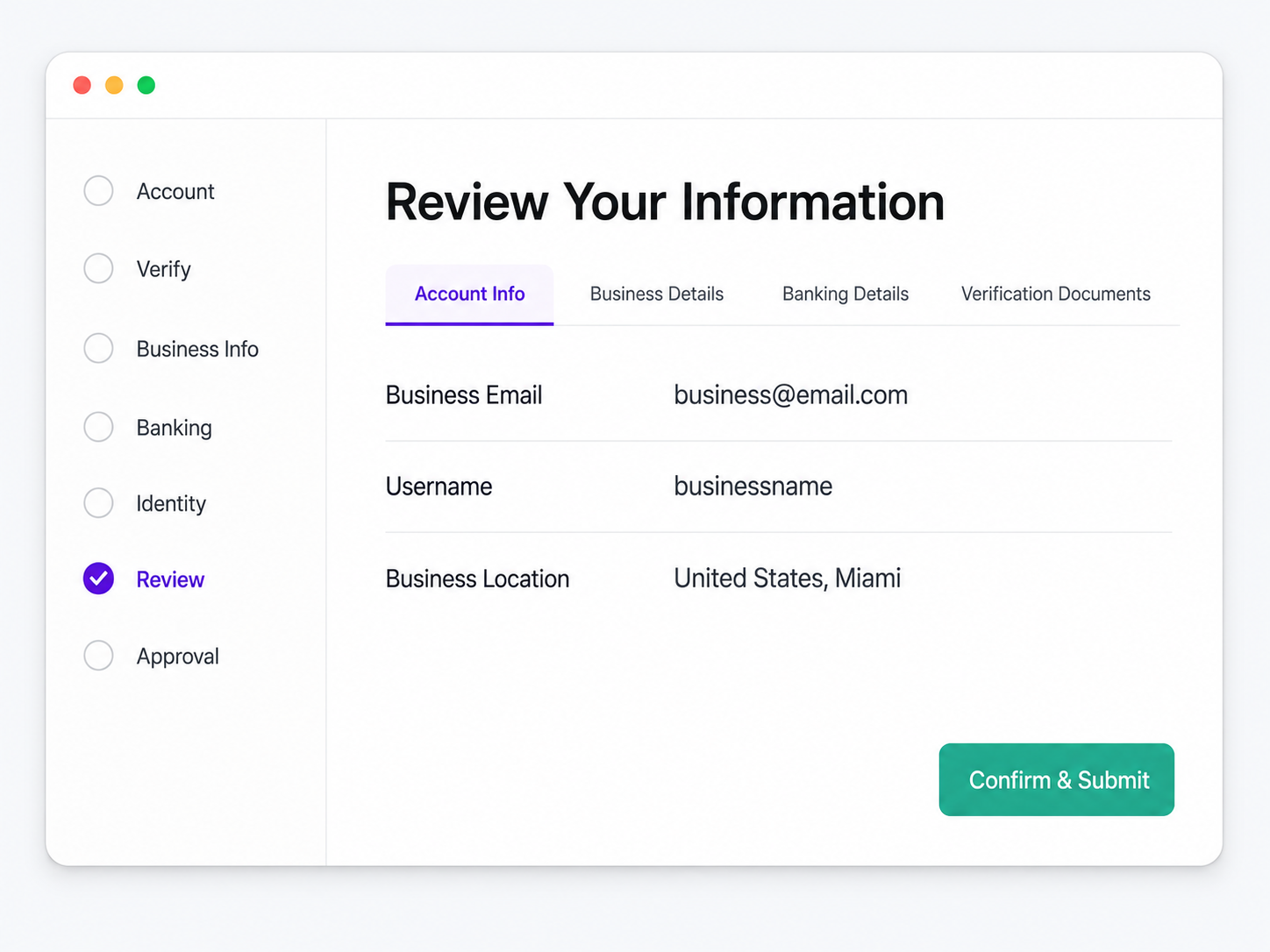 Step 6 Review and Confirm